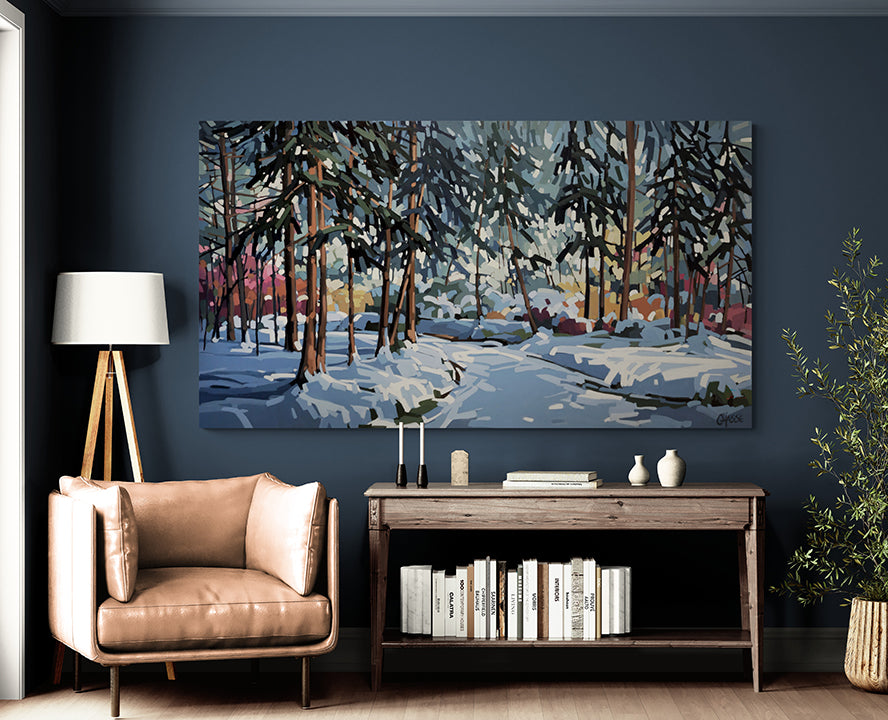 Mise en contexte d'une peinture dans un salon